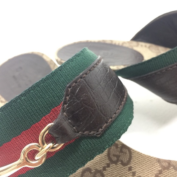 Gucci beige Horsebit Web Slide Sandals 1990’s - Picture 8 of 8